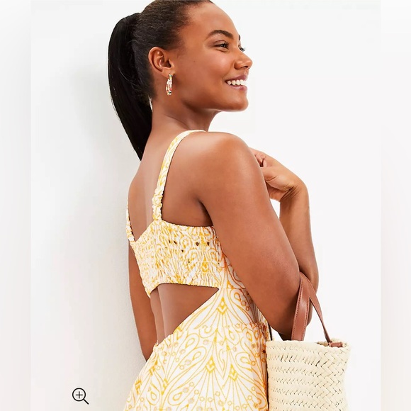 Loft Eyelet Open Back Maxi Dress Size 6 - Picture 4 of 6